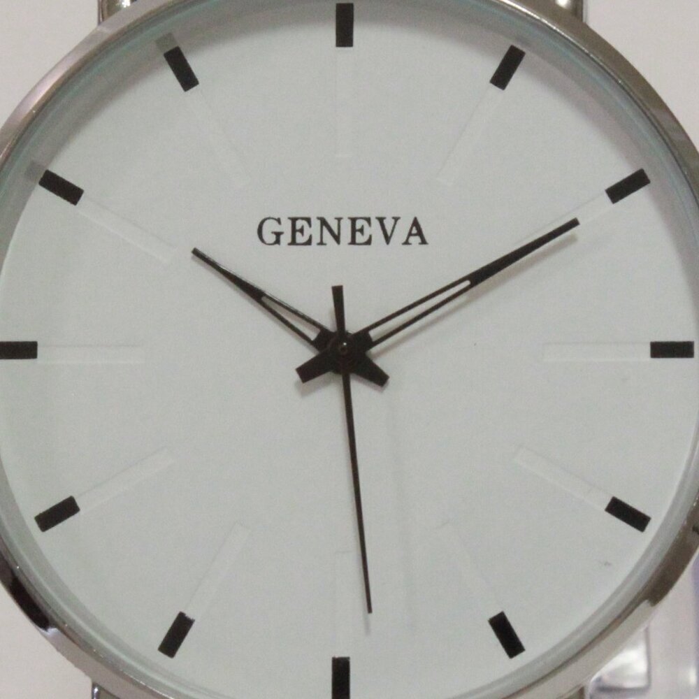 Men's Minimalist Fashion Watch Silver Case White Dial Navy Blue Strap 40mm - Picture 13 of 13